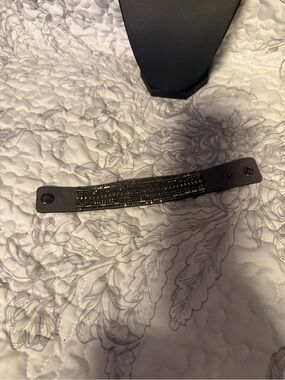 Charcoal Gray Beaded Snap Cuff Bracelet
